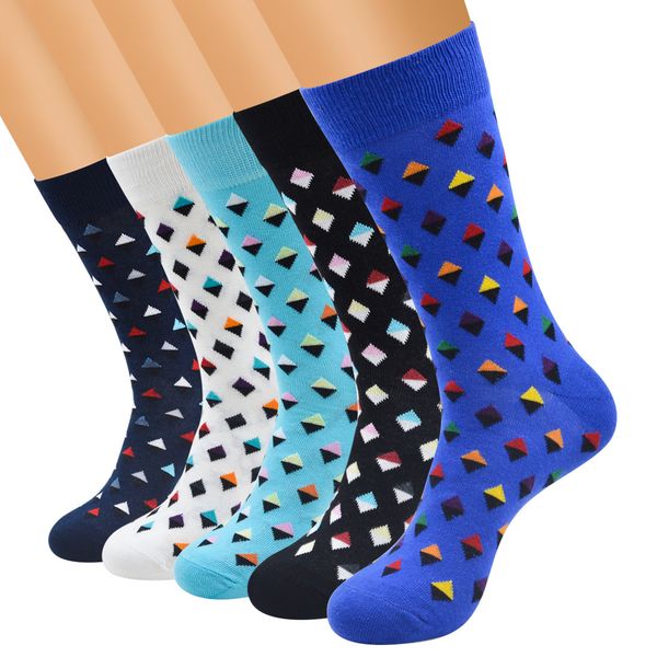 

man long diamond new fashion sport couple luxury designer wearproof deodorize breathability geometry breathable colorful square cotton socks, Black
