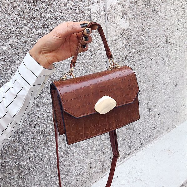 

spring new crocodile pattern women's retro handbag casual cross-body small bag