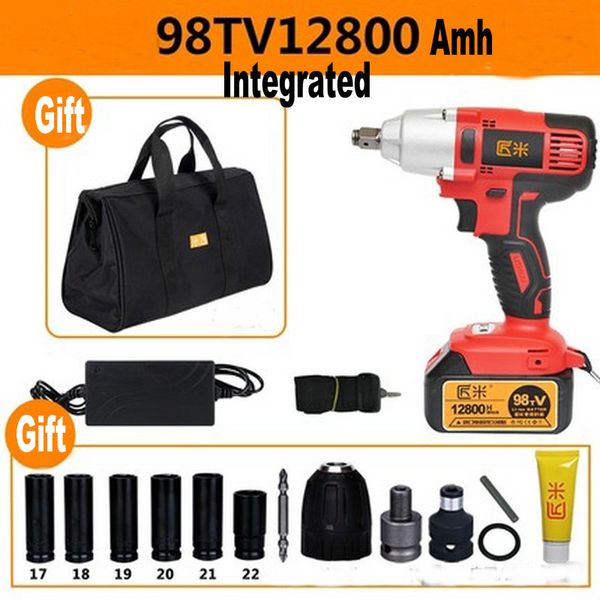 

98tv 12800 amh 21v cordless electric wrench impact socket wrench li battery hand drill hammer installation power tools