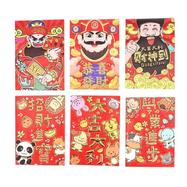 

6pcs/set tradition hongbao new year red lucky money bag chinese red animal envelope fill in moneyenvelope gift