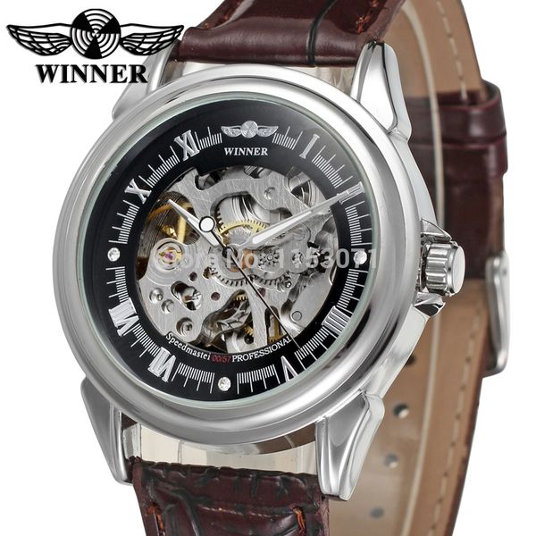 

wrg8022m3s7 latest winner automatic skeleton men with gift box dress watch brown leather strap factory company ing, Slivery;brown