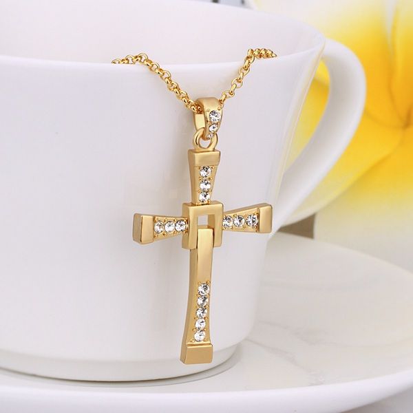 

men's cross 18k gold jewelry pendant necklace wgn703,a++ yellow gold white gemstone necklaces with chains, Silver