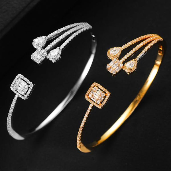 

jimbora romantic original bangle cuff bangle jewelry for women full micro cubic zircon jewelry for women girls party 2020, Black