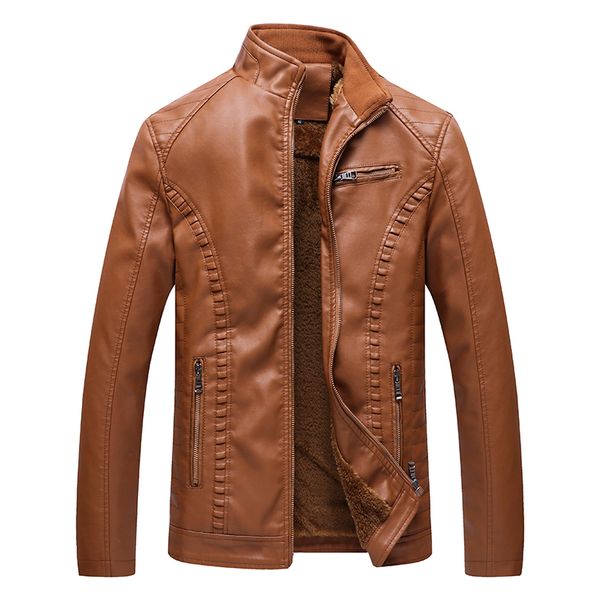 

new brand winter leather jacket men fleece warm motorcycle leather suede jacket male casual coats veste en cuir pour homme 6xl, Black
