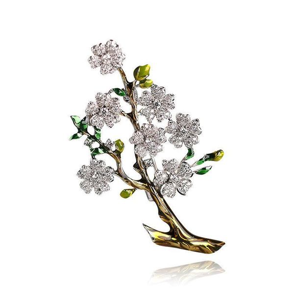 

оптовые мирко pave cz циркон штыри и брошь цветок слива цветок брошь для женщин мужчин костюма шарфа клипов аксессуаров dropshipping, Gray