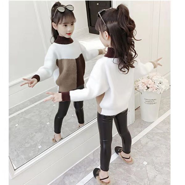 

new 2019 warm children girls sweaters outwear long-sleeved 2 colors autumn winter sweater girls fashion pullover sweater, Blue