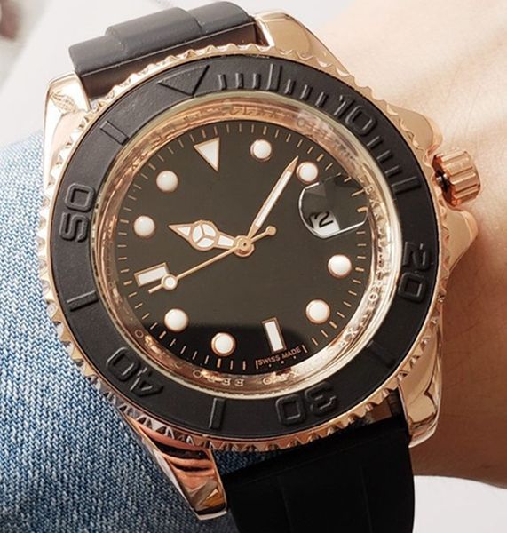 

Горячая мода мужские часы каучуковый ремешок мода дата черное золото циферблат т