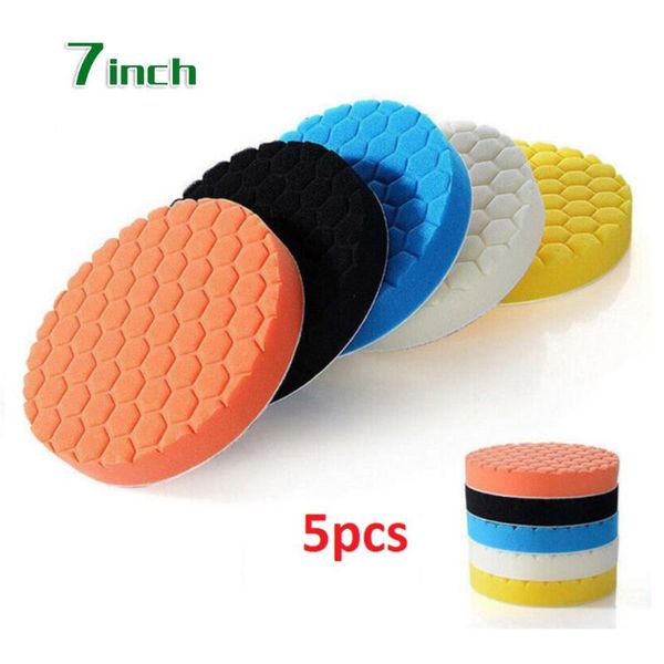 

5pcs 3/5/6/7 inch buffing sponge polishing pad kit waxing car auto polisher use orange, blue, black, white, yellow