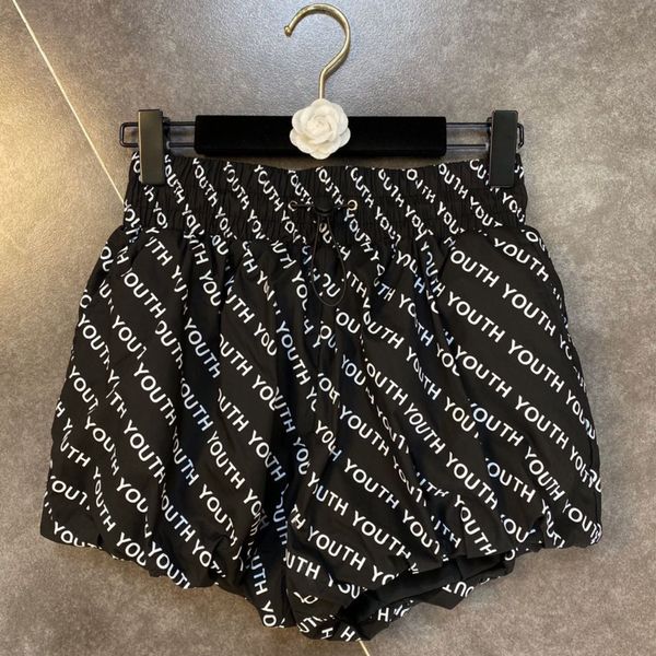 

deat 2020 new summer fashion casual elastic loose lace up letter flower brassieres leg high waist shorts women sd233, White;black