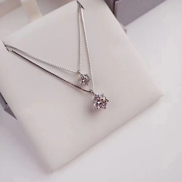 

fashion-y spring series s925 silver plated 18k gold adjustment white gold 1.5ct 60 points necklace with gift box