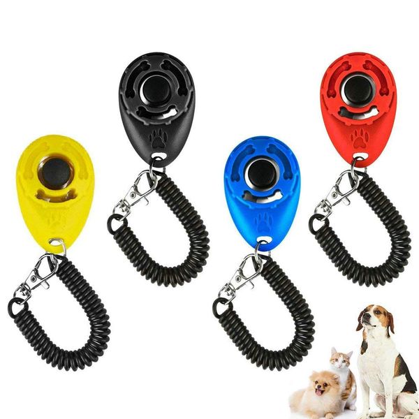

pet bark deterrents dog clicker adjustable sound key chain wrist strap puppy dog cats pets trainings click