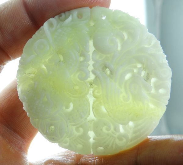 

50*50wholesale natural chinese liantian stone hand-carved statue of dragon and phoenix amulet pendant necklace jewelry making, Silver