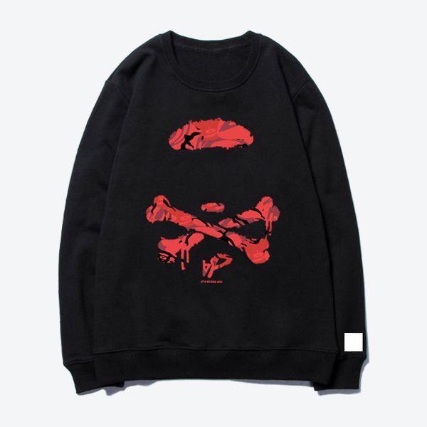 

2019 new mens designer sweatshirt spring autumn long sleeve blouse o neck monkey print fashion casual brand shirt white red letter 1332, Black