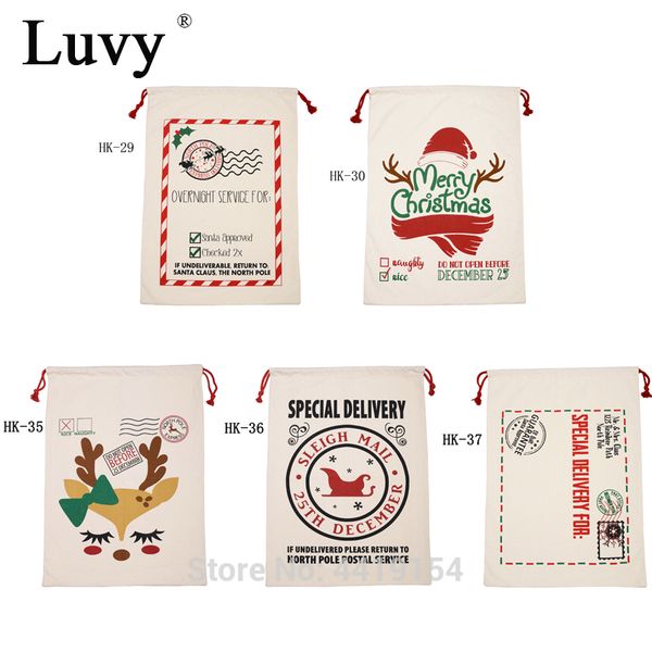 

luvy santa sacks 30pcs/lot canvas drawstring bags bulk customized christmas gift party decorations personalized santa claus