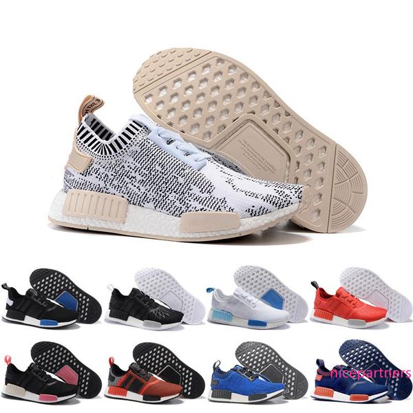 

2019 wholesale runner r1 primeknit nice kicks circa knit black men women running shoes sneakers classic super star casual shoes