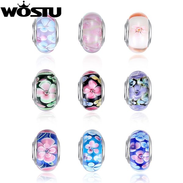 

горячие продажа серебряный цветок муранского стекла бисер fit wost браслет браслеты подвески оригинальный европейский diy ювелирных zbb6318, Blue;slivery