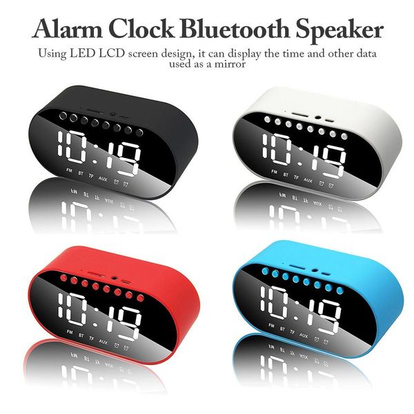 

led alarm clock radio home digital clock wireless bluetooth speakers mirror support dual alarm clock/ fm radio/ aux-in/ tf card