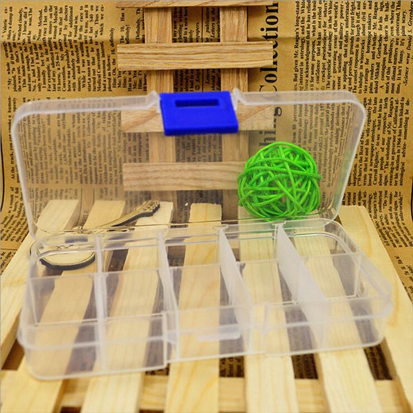 

plastic 10 grid compartment adjustable jewelry necklace transparent storage box case holder craft organizer container storage