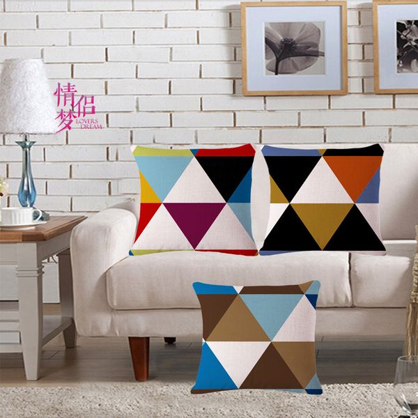 

originality colour geometry cotton flax pillow back cushion loose coat