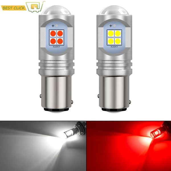 

xukey bay15d 1157 car rv truck led turn signal reverse slights s25 2057 1154 backup tail drl bulbs high power 30w white red