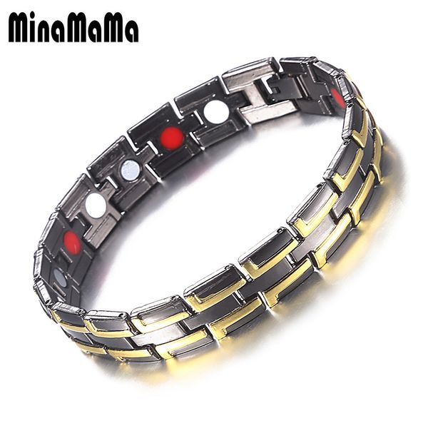 

new gold silver color copper energy health magnetic bracelet for woman men power therapy healing bracelet jewelry, Black