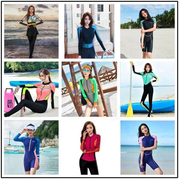 

women long wetsuit surfing suit body coverage swimsuit lady bathing suit swimming costume water sports diving clothes rash guard