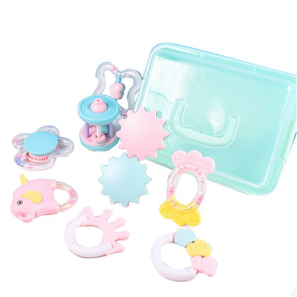 

non-toxic bath grab baby rattles set sensory kit gift shaking bell boiled disinfection toddler infant teether spin grasping toy