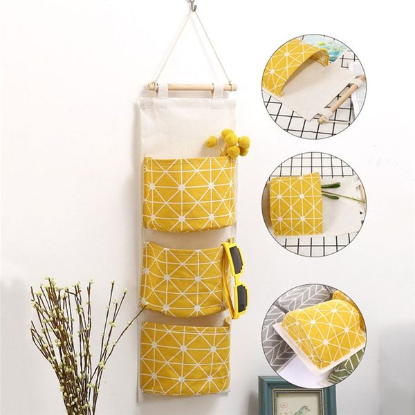 

newcreative waterproof cotton linen wall hanging storage bag multi pockets organizers debris storage bag for bedroom bathroom