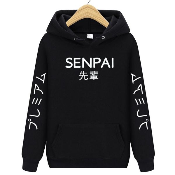 

hoodies sell like fashion japanese streetwear senpai hoodie sweatshirts multicolor hoodies for men and women, Black