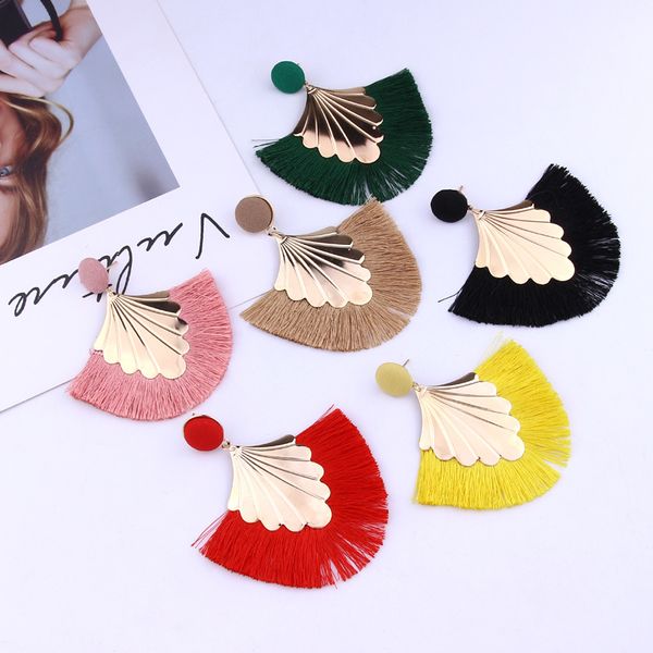 

30pairs/lot fan big geometric tassel earrings for women charm earings fashion jewelry wedding bridal statement fringe earring, Silver