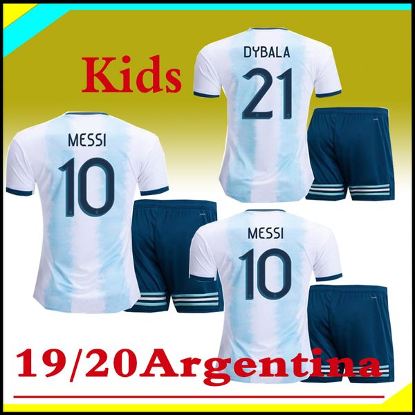 

2019 argentina kids soccer jerseys copa america 19 20 messi dybala aguero futbol camisa gold cup football camisetas shirt maillot maglia, Black