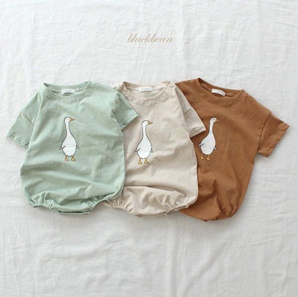 

baby kids designer clothes Romper Short Sleeve Goose Print Romper Clothes 100% cotton girl boy rompers 0-2T