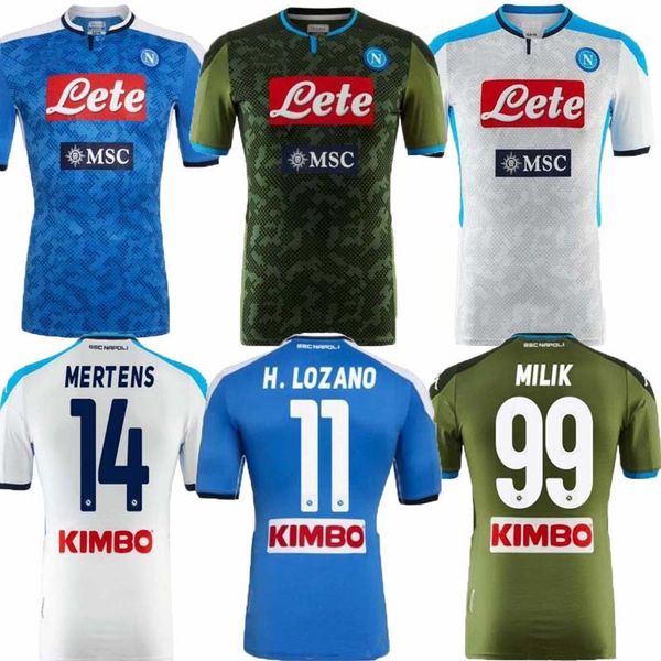 

2019 2020 serie a naples napoli home away soccer jerseys napoli blue football jerseys shirt 19 20 lozano hamsik insigne player shirt, Black;yellow