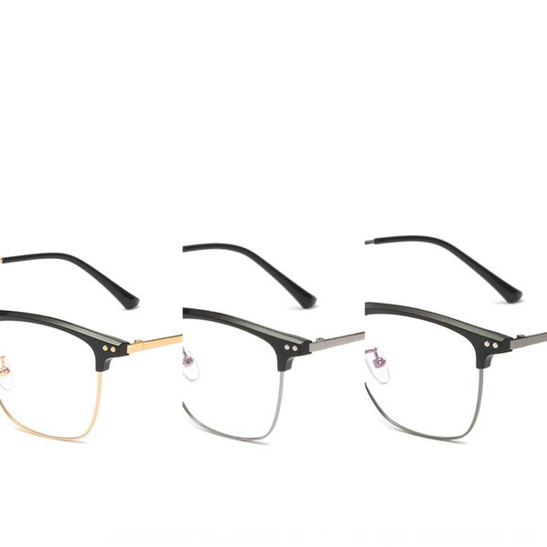 

nanfu nanfu 2020 frame rivet-type half eyebrow glasses frame men's business casual glasses, Silver