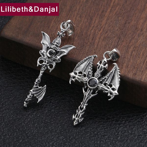 

2019 fashion vintage pendant 100% 925 sterling silver jewelry men women punk creative cross god axe necklace pendant making p124