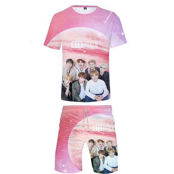 

bts world 2019 3d цифровой печати короткие t шорты костюм, Black;green