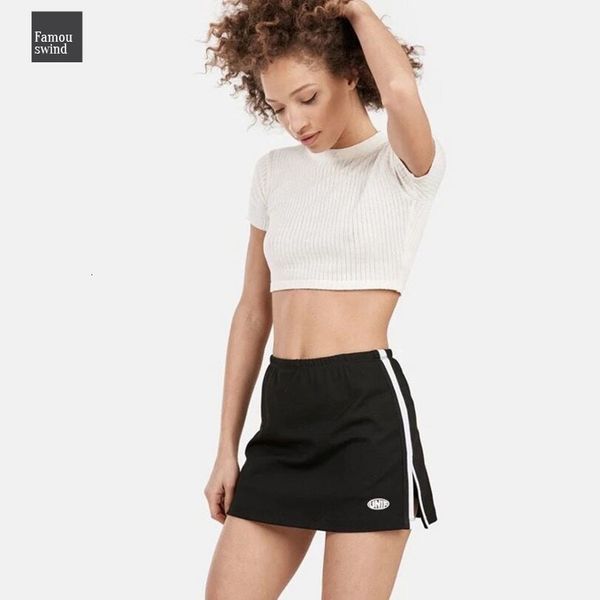 

новая мода юбка американский стиль спорт сплит высокой талией saia black white stripes весна боковые юбки saias перевозка груза падения