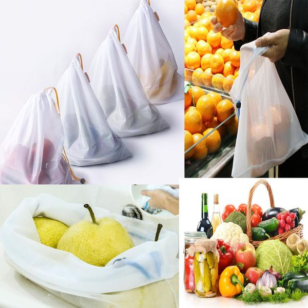 

50sets 11pcs/set reusable mesh produce bags premium washable eco friendly for grocery shopping storage fruit vegetable, Blue;pink