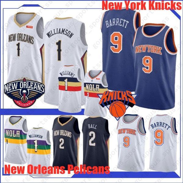 

zion 1 williamson new 2019-20 basketball jersey r.j. 9 barrett lonzo 2 ball new orleans pelicans nba, Black;red