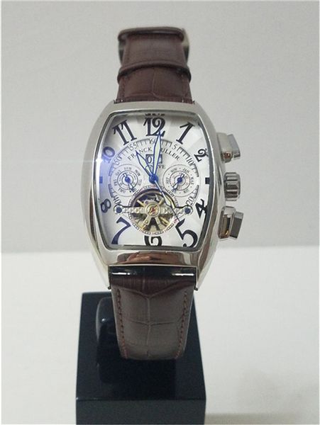 

men's watch automatic winding tourbillon date dial men's mechanical watch fashion sports business watch men, Slivery;brown