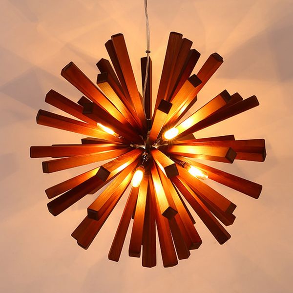 

nordic art restaurant wooden pendant lights living room home decoration pendant lamps ac 220v simple solid wood lamps g9 led