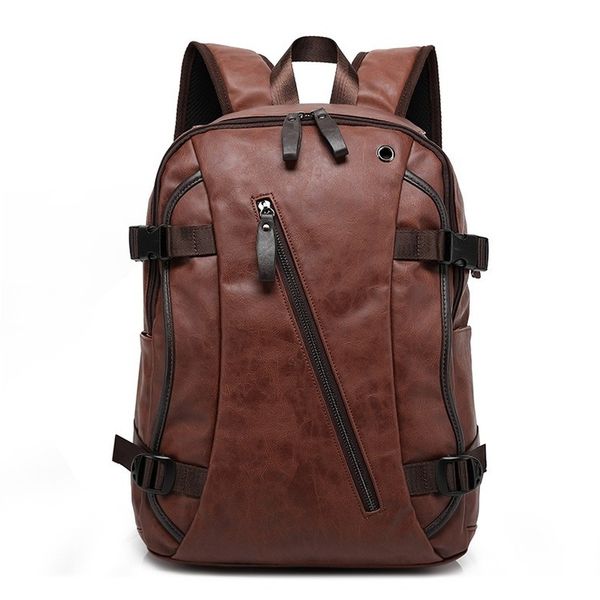 

new men's backpack fashion style leather schoolbag for middle school students