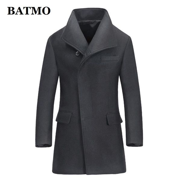 

batmo 2019 new arrival winter wool thicked casual trench coat men,fashion wool jackets ,plus-size 6855, Black