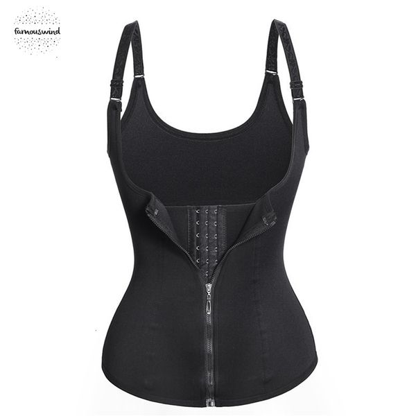 

adjustable shaper shoulder strap trainer vest corset women zipper hook body waist cincher waist tummy slimming shapewear, Black;white