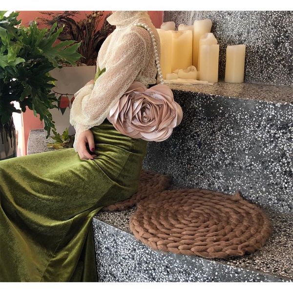 

vintage big flowers womens bag clip purses and handbags silk small round chain shoulder bags female pearl chain crossbody bag