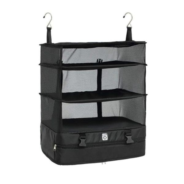 

3 layers portable travel storage bag hook hanging bag wardrobe clothes shoes storage holder organizer rack b5z6