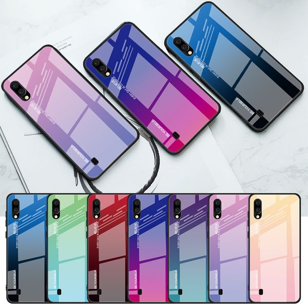 

gradient tempered glass phone case for samsung galaxy a80 a90 a60 m40 a40 a70 a20e a10 a50 a20 a30 a9 2019 m10 m20 m30 cover