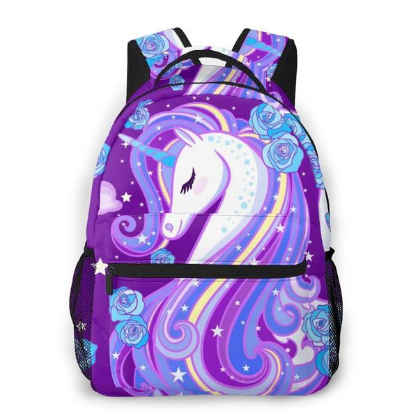 

2020 backpack women fashion shoulder bag unicorn with long mane school bag for teenage girl children backpacks travel