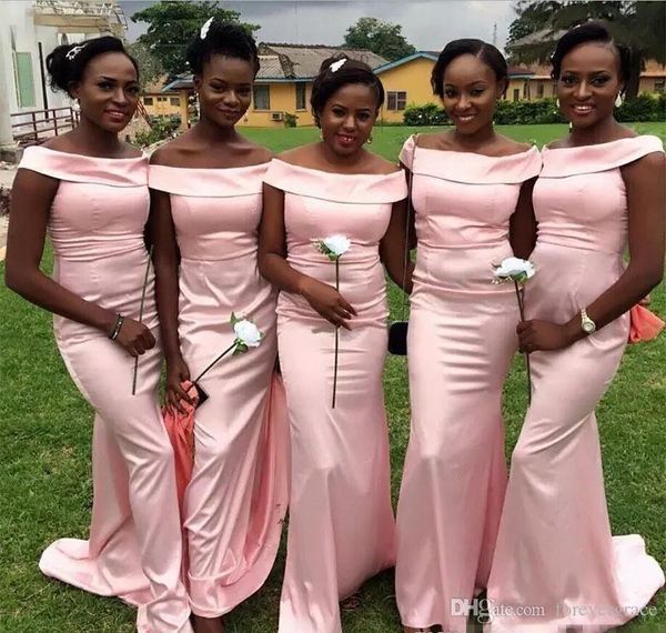 

2019 pink mermaid long bridesmaid dress bateau neck garden country formal wedding party guest maid of honor gown plus size custom made, White;pink