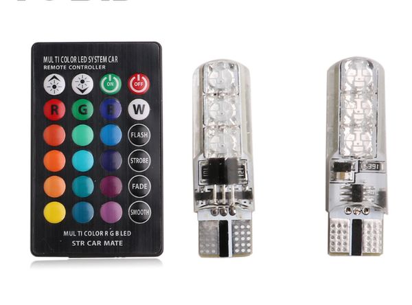 

by dhl or fedex 200sets auto 12v led t10 smd car rgb led interior dome wedge light strobe lamp bulb with remote control